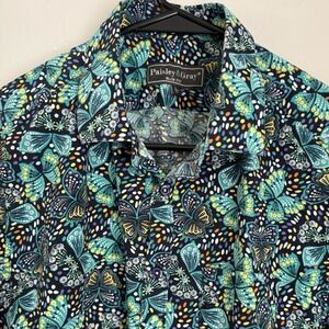 Paisley & Gray Mens L 17 Button Up Shirt Slim Fit Colorful Butterfly Pattern